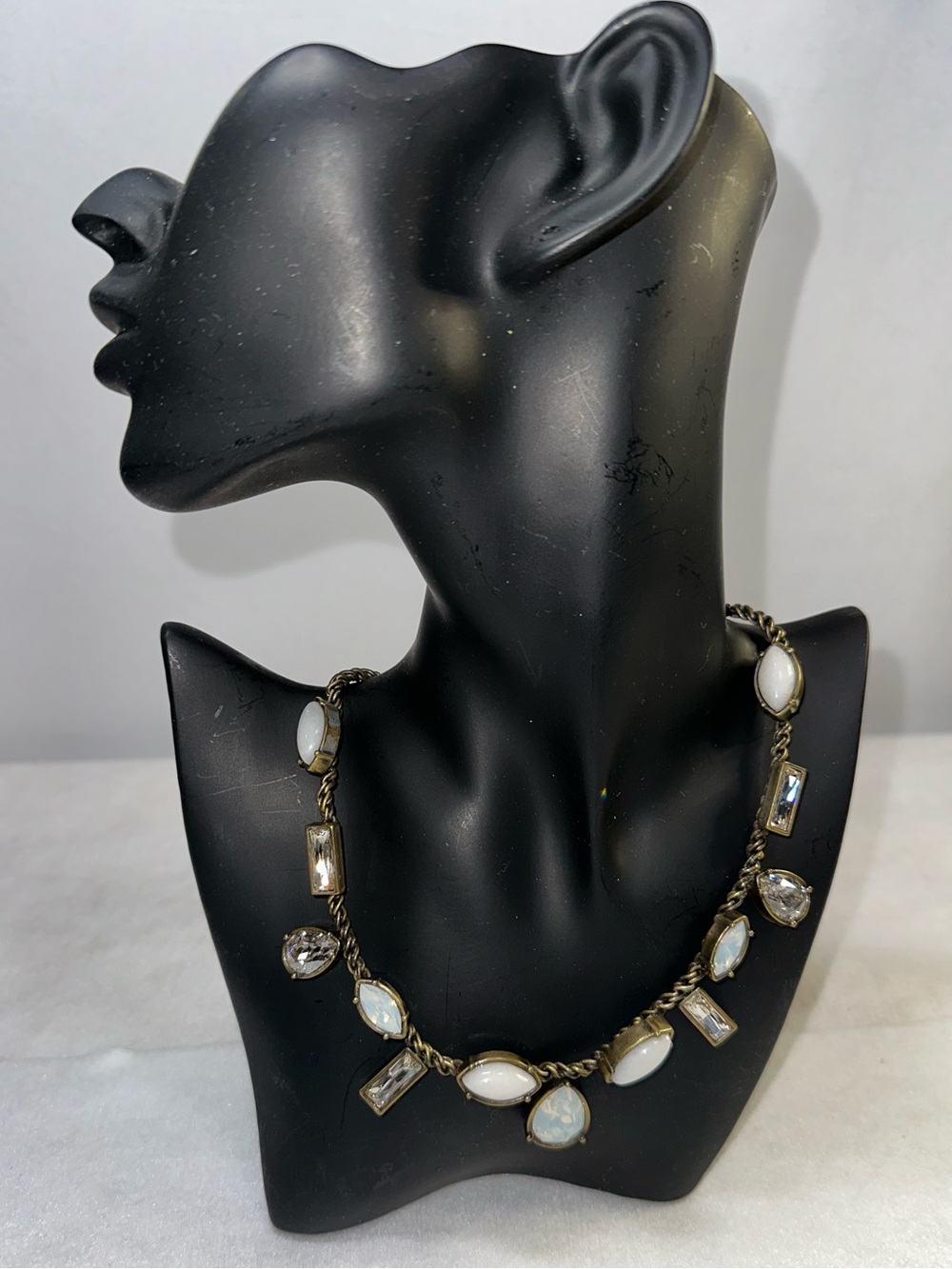 SILPADA KR Swarovski Crystals Opalite Stones Brass Necklace Choker Classy